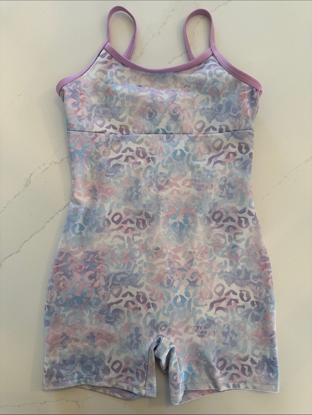 Cat & Jack Pastel Leopard Print One-Piece Bodysuit in Lavender Trim
